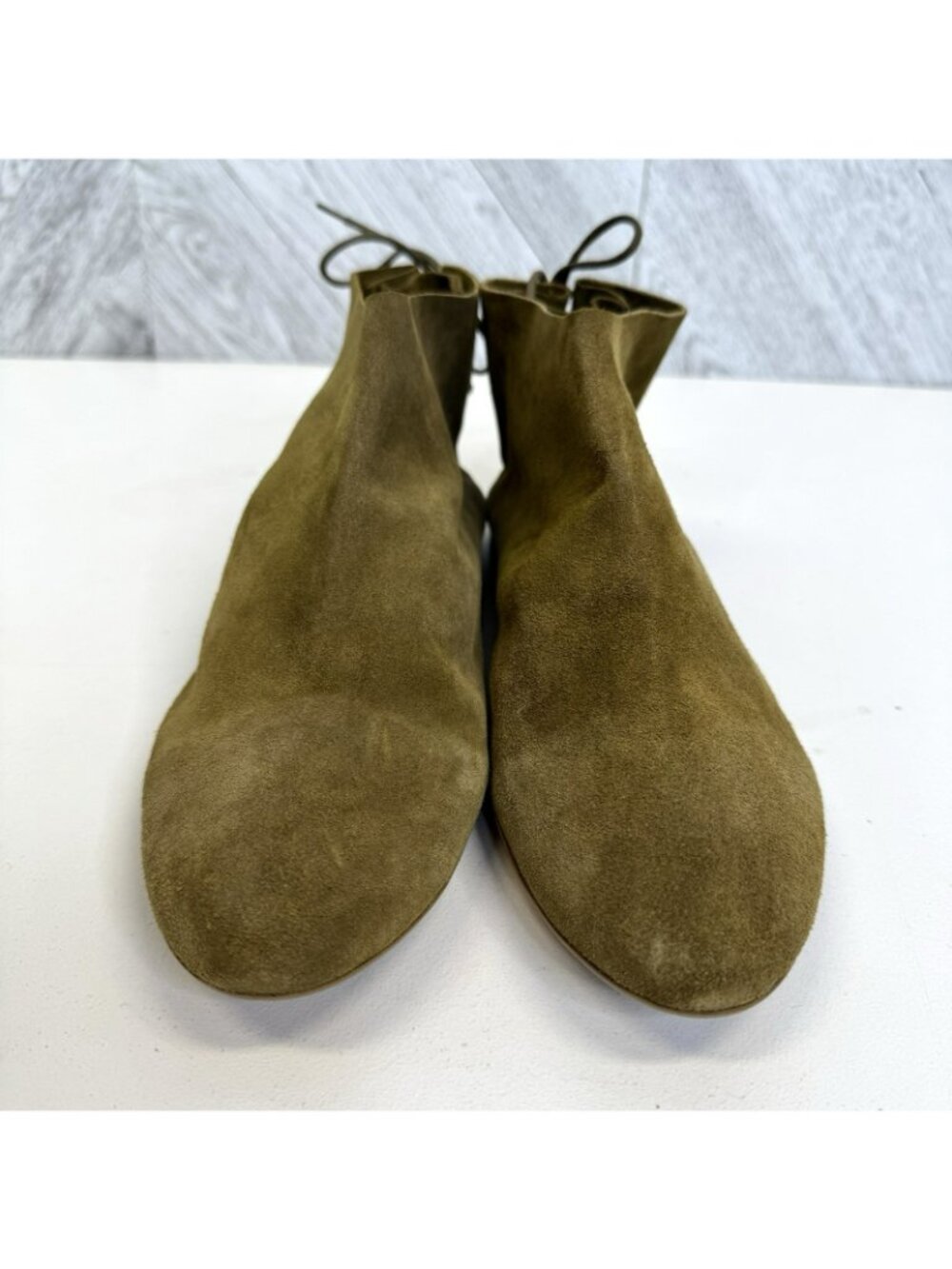Shoe the Bear Suede Ankle Booties Shoes Back Lace Olive Green Women EU 41 US 10 - Picture 3 of 10